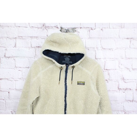 LL Bean Mountain Pile Fleece Coat Full Zip Natural Size S - Picture 2 of 9